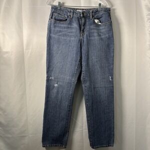 Chico's Platinum Women's Blue Denim Jeans Size 1 Distressed